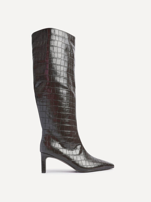 Uptown Brown Croc Long Boots