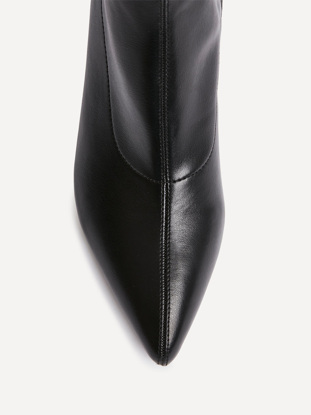 Upgrade Black Faux Leather Kitten Heel Sock Boots
