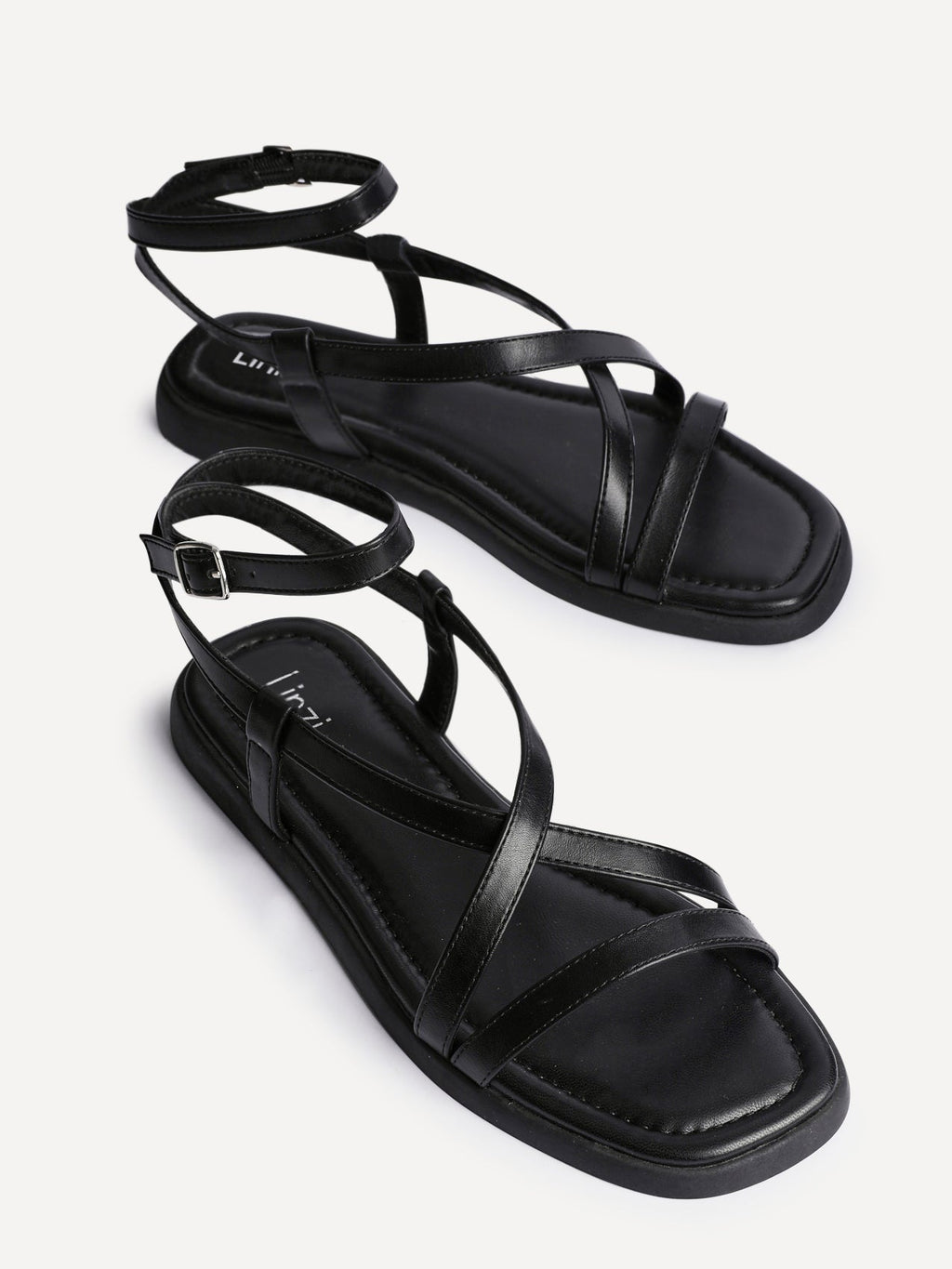 Valor Black Strappy Flat Sandals