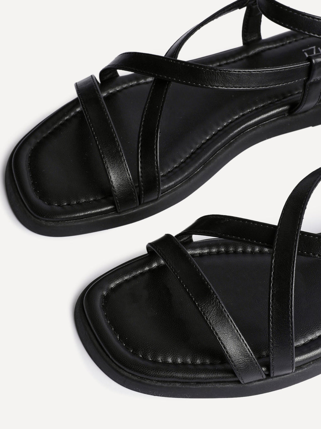 Valor Black Strappy Flat Sandals