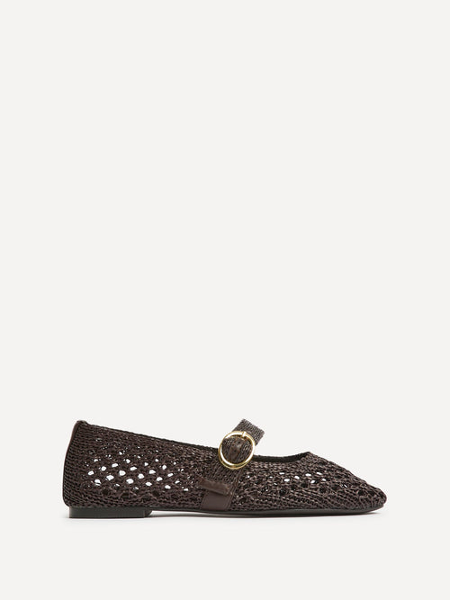 Verona Brown Handwoven Mary Jane Pumps