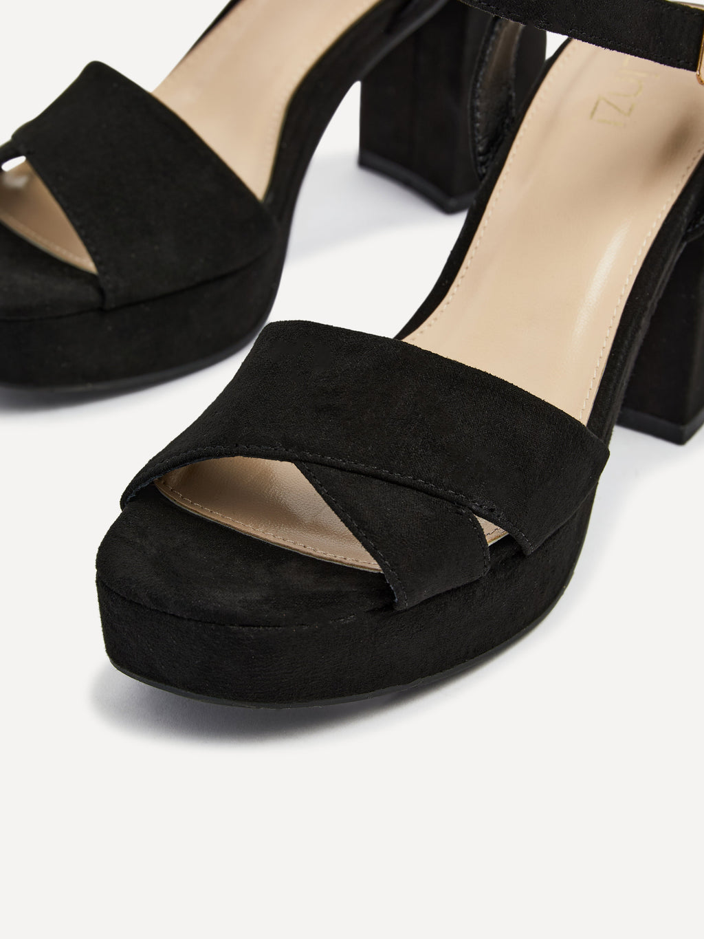 Verony Black Suede Platform Block Heels