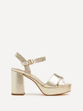 Verony Gold Platform Block Heels