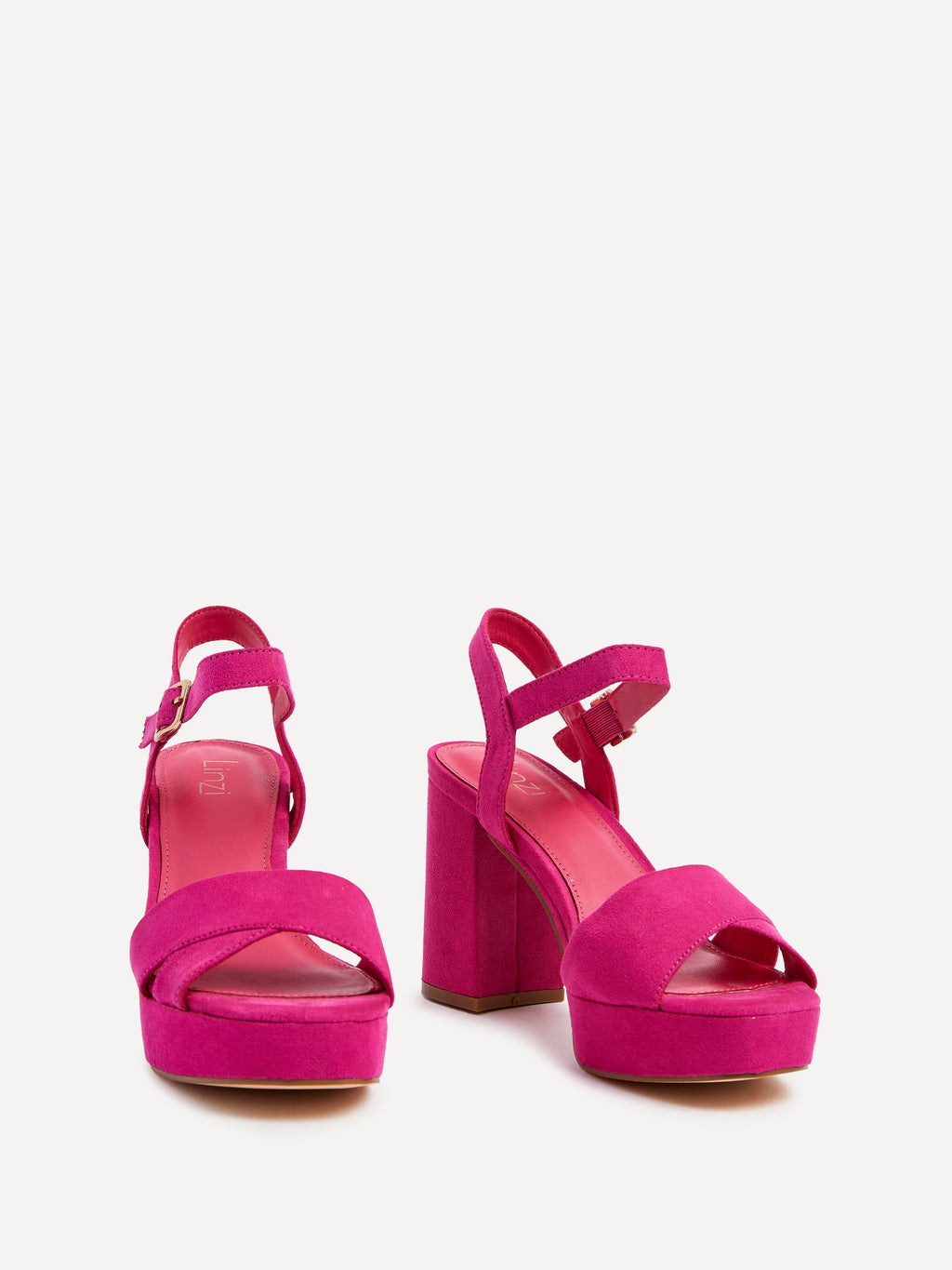 Verony Fuchsia Suede Platform Block Heels