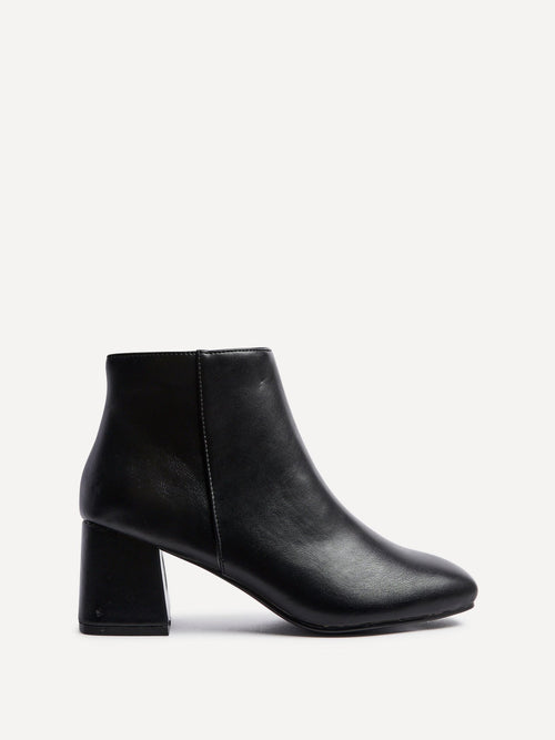Verse Black Faux Leather Ankle Boots