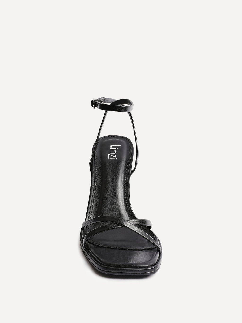 Verve Black Faux Leather Crossover Stiletto Heel