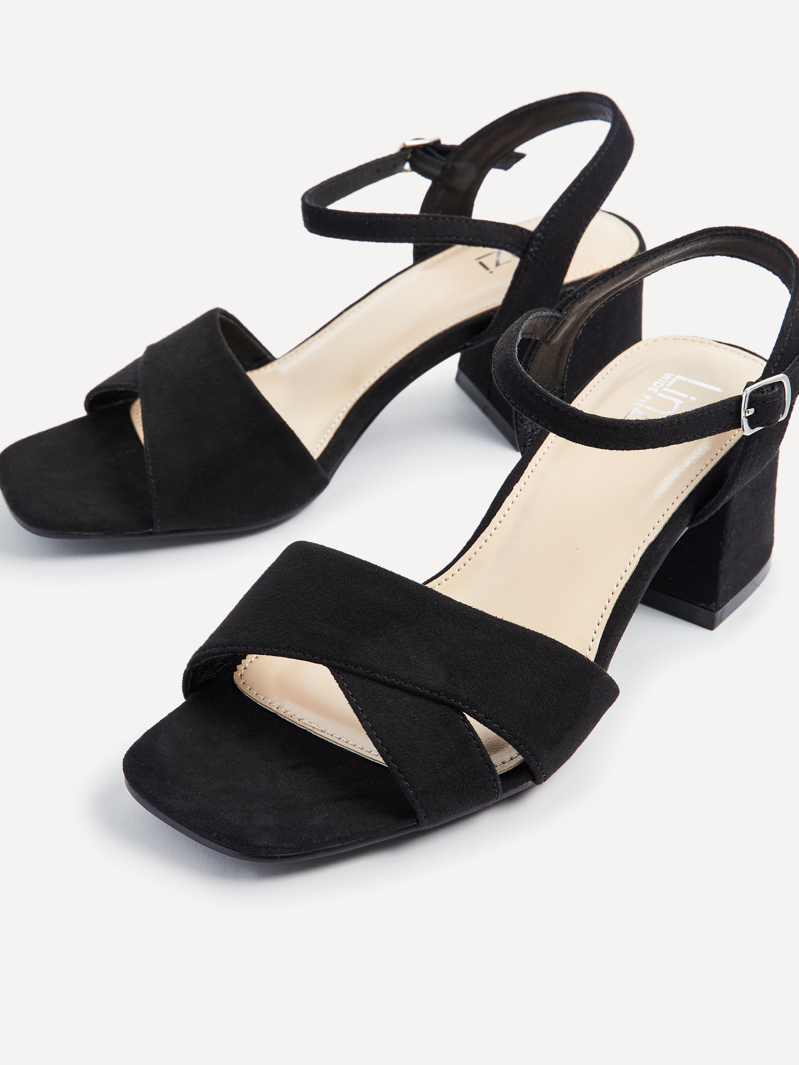 Vivian Wide Fit Black Block Heel Sandals