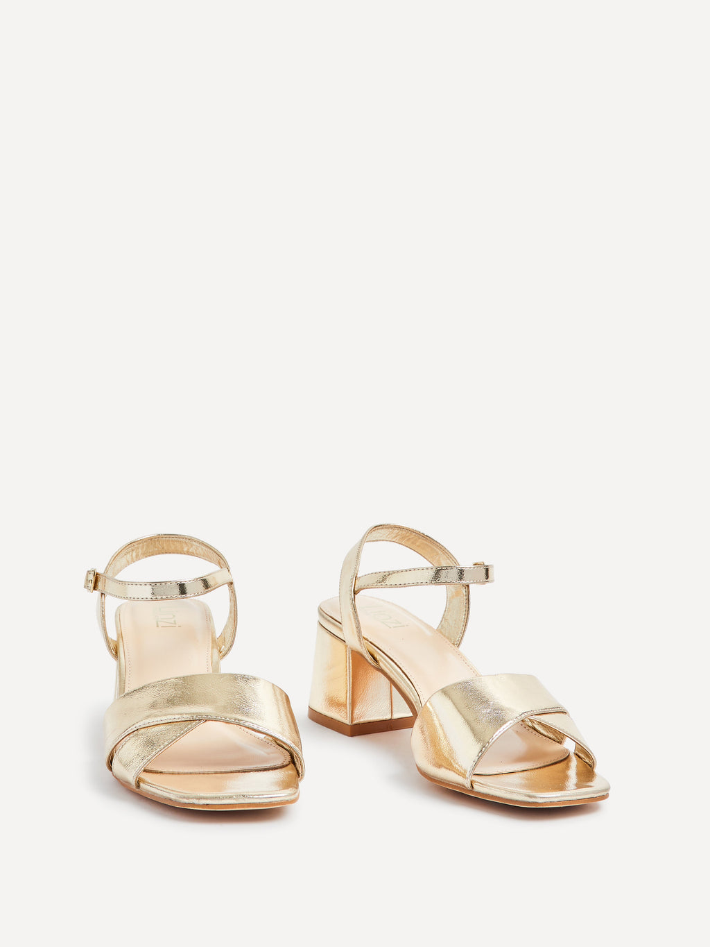 Vivian Wide Fit Gold Block Heel Sandals
