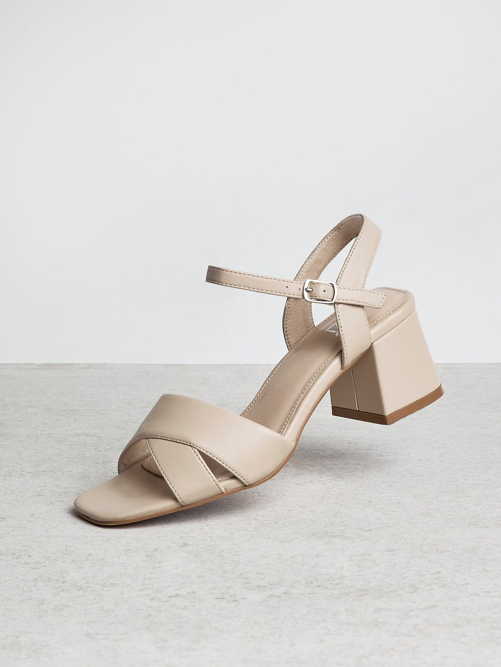 Vivian Wide Fit Nude Block Heel Sandals