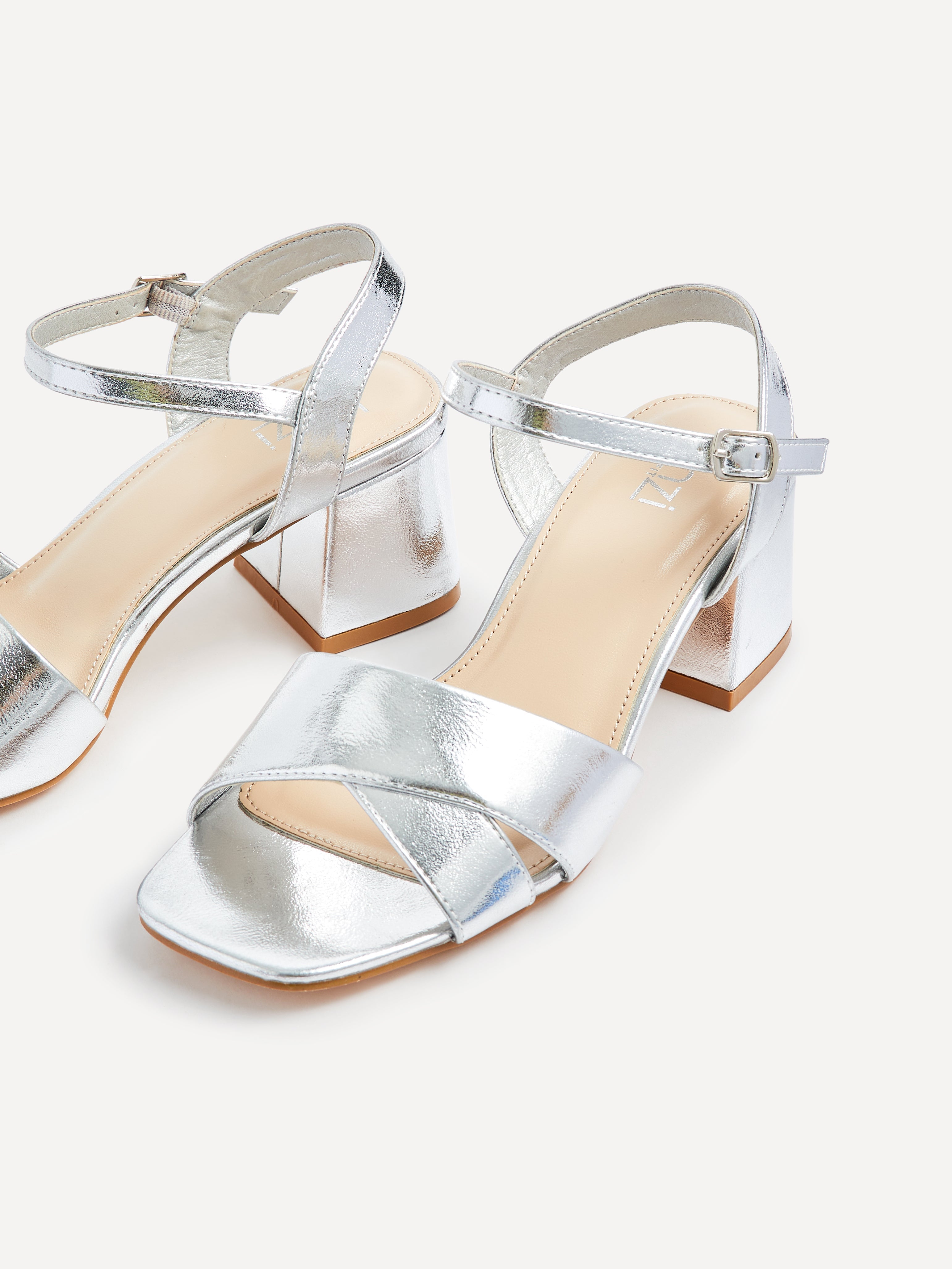 Vivian Wide Fit Silver Block Heel Sandals
