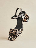 Vivian Wide Fit Leopard Block Heel Sandals