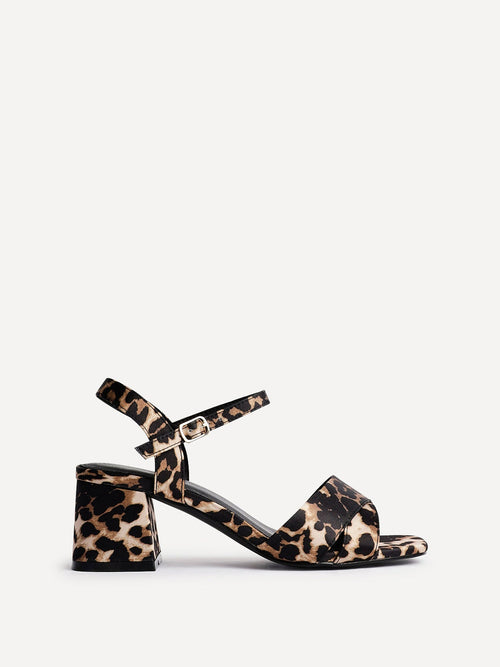 Vivian Wide Fit Leopard Block Heel Sandals