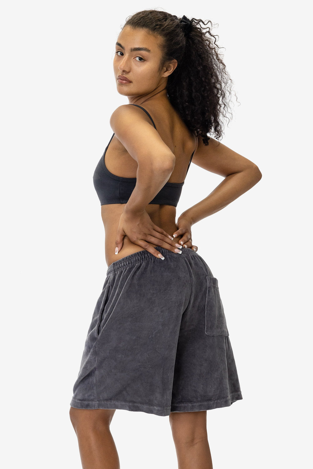 VLR442GD - Garment Dye Velour Mid-Length Wide Short