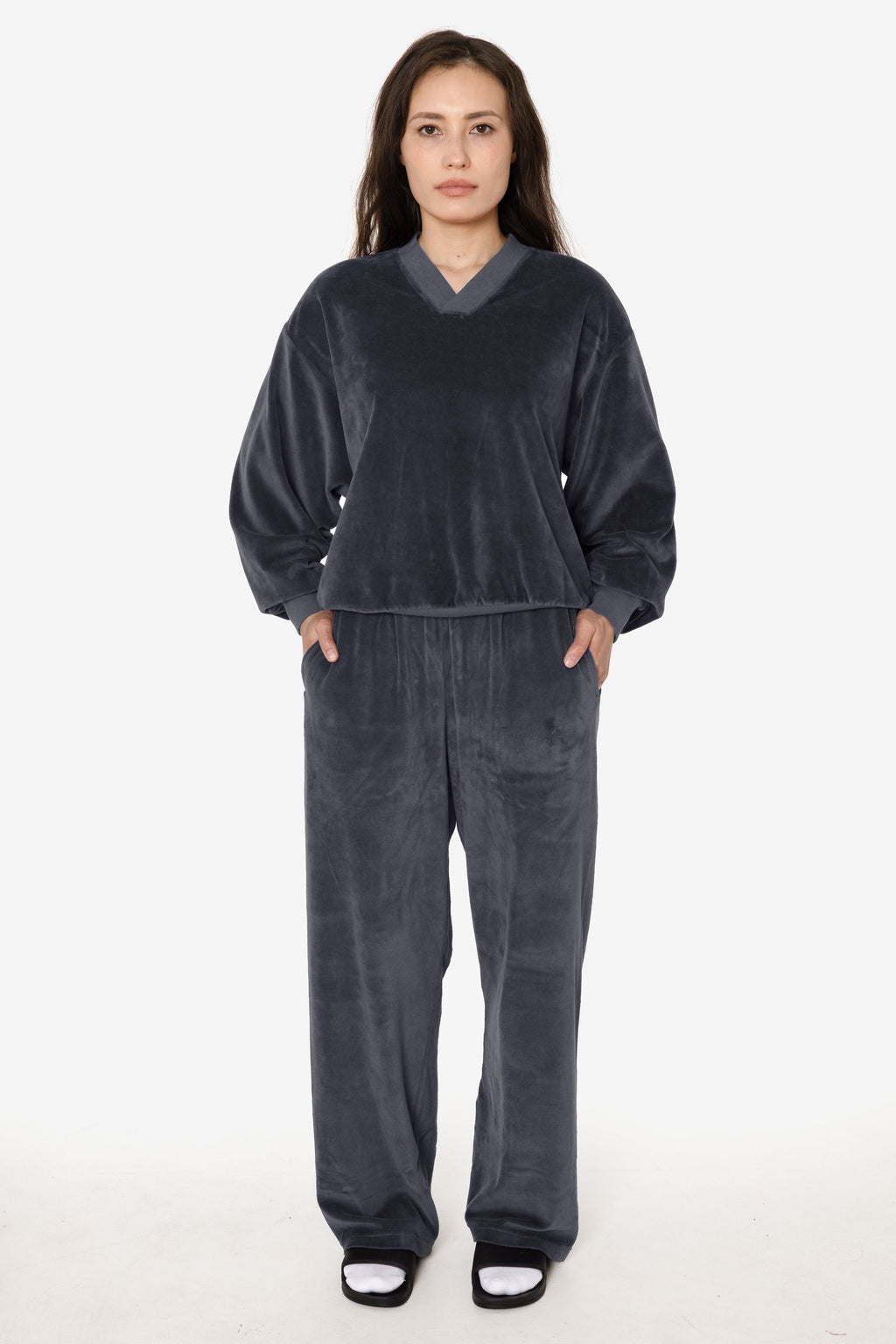 VLR445GD - Garment Dye Velour Open Bottom Sweatpants