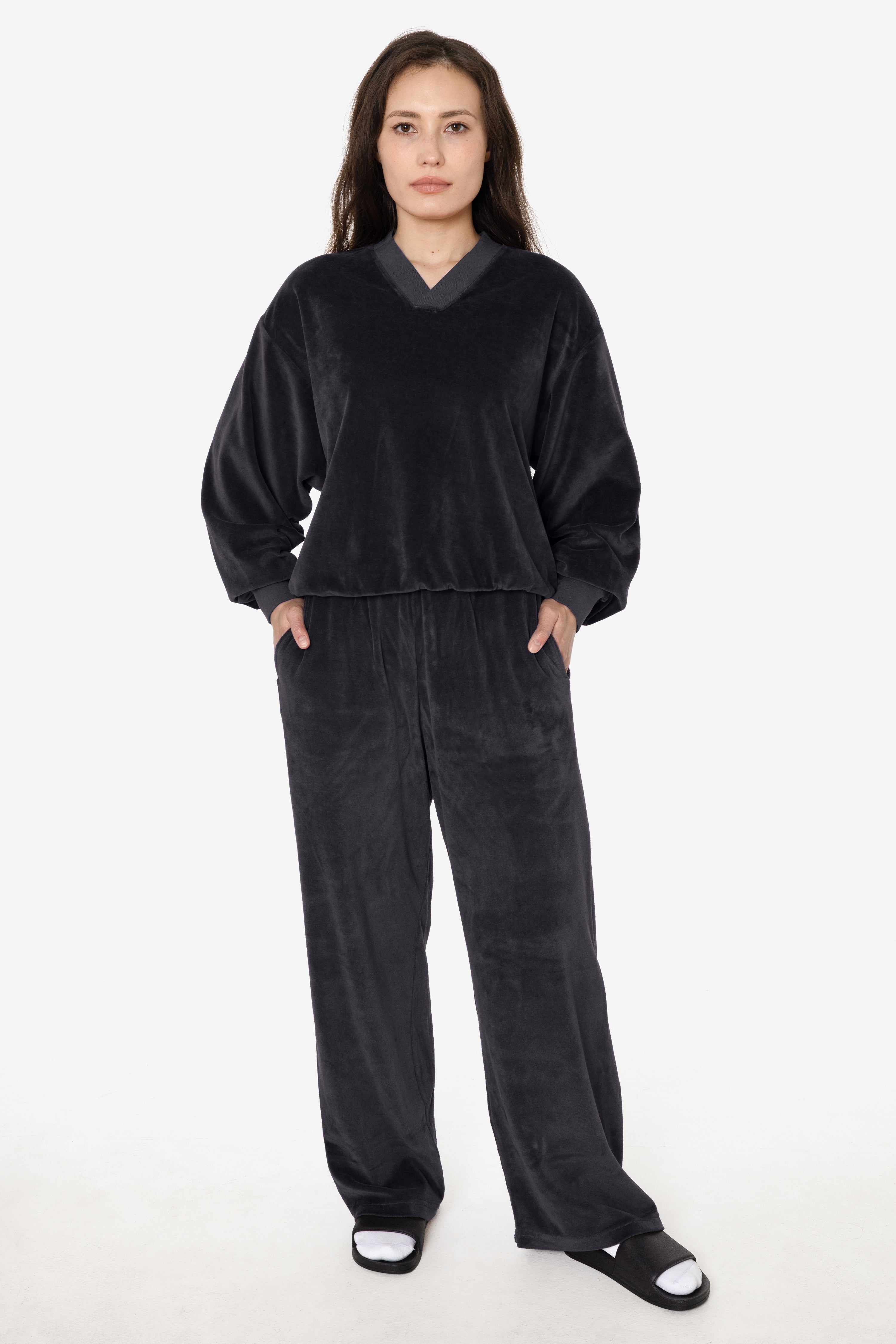 VLR445GD - Garment Dye Velour Open Bottom Sweatpants
