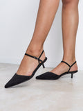 Vogue Black Faux Suede Kitten Court Heels