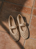 Verona Beige Handwoven Mary Jane Pumps