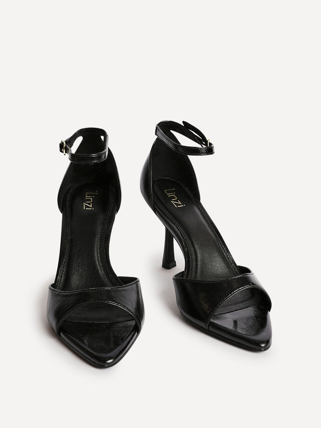 Wanted Black Faux Leather Pointed Toe Heels