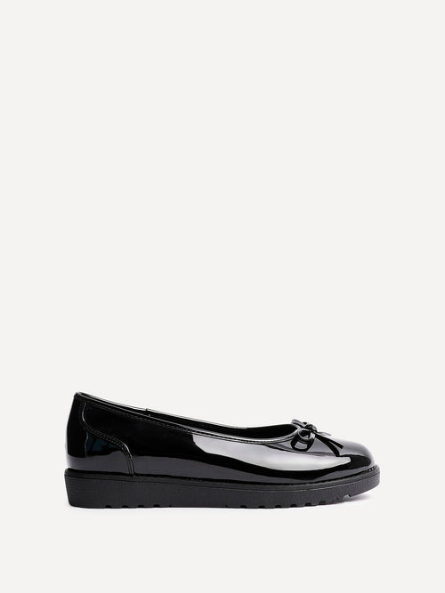 Wendi Wide Fit Black Patent Pumps