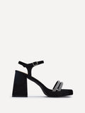 Xandra Black Faux Suede Diamante Platform Heels