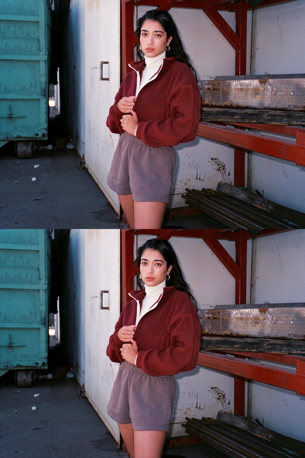 PF306 - Cropped Polar Fleece Half Zip Pullover