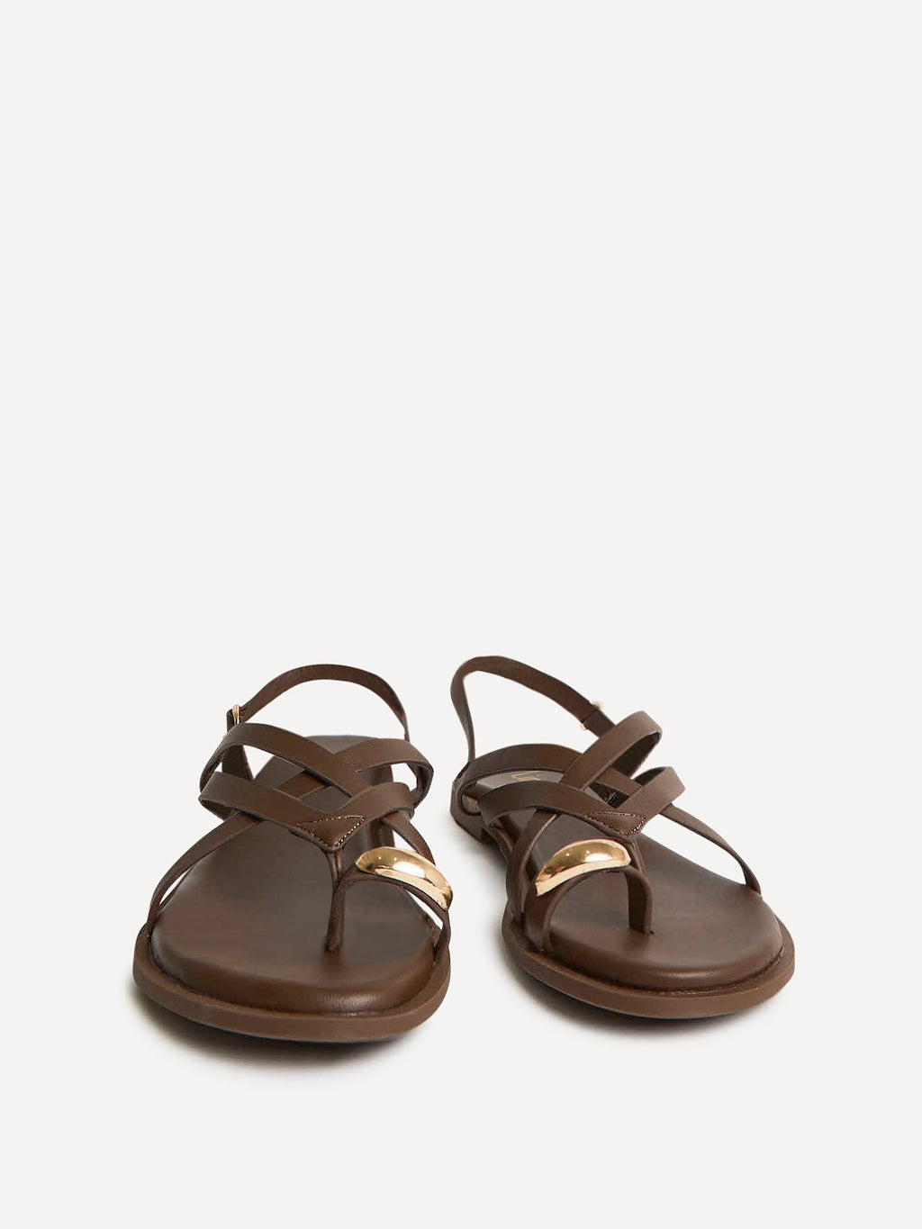 Zyra Brown Toe Ring Flat Sandals