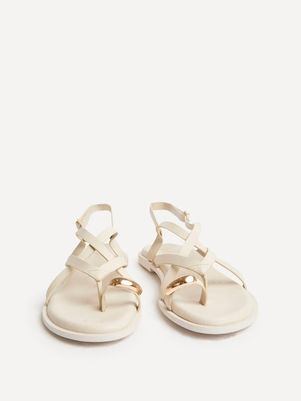 Zyra Ivory Toe Ring Flat Sandals