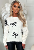 Adored Always Cream Bow Jumper