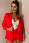 Always Iconic Red Shawl Ruched Sleeve Blazer