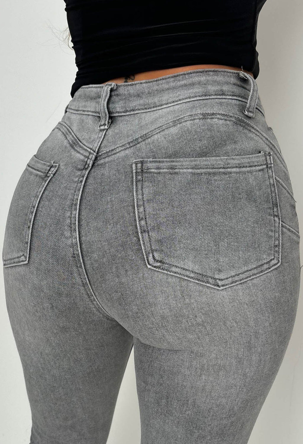 Amelie Grey Stretch Push Up Skinny Jeans