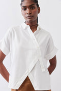 Asymmetric Button Short Sleeve Blouse