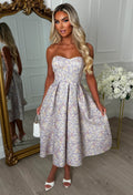 Aura Allure Lilac Floral Print Bandeau Midaxi Dress