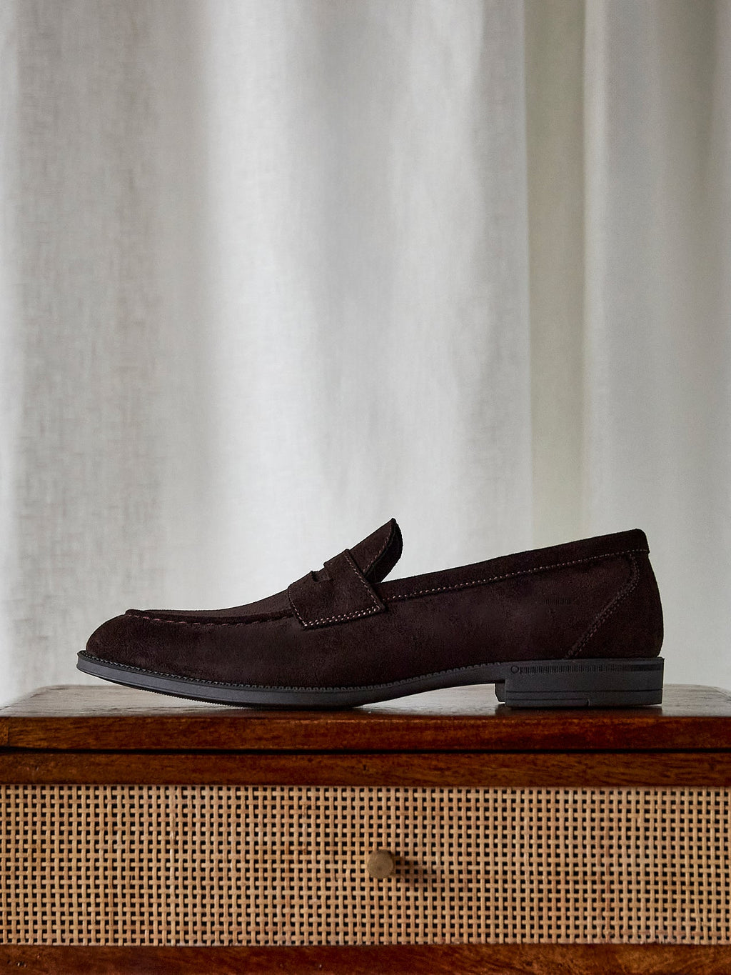 Aurelio Mens Brown Faux Suede Penny Loafers