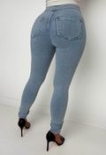Authentic Chic Light Wash Stretch Skinny Plain Front Jeggings