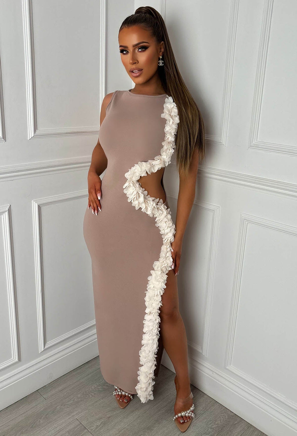 Billion Dollar Bae Taupe Cut Out Maxi Dress