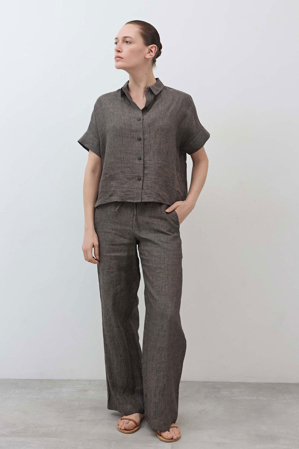 Pull-On Wide Leg Linen Pants