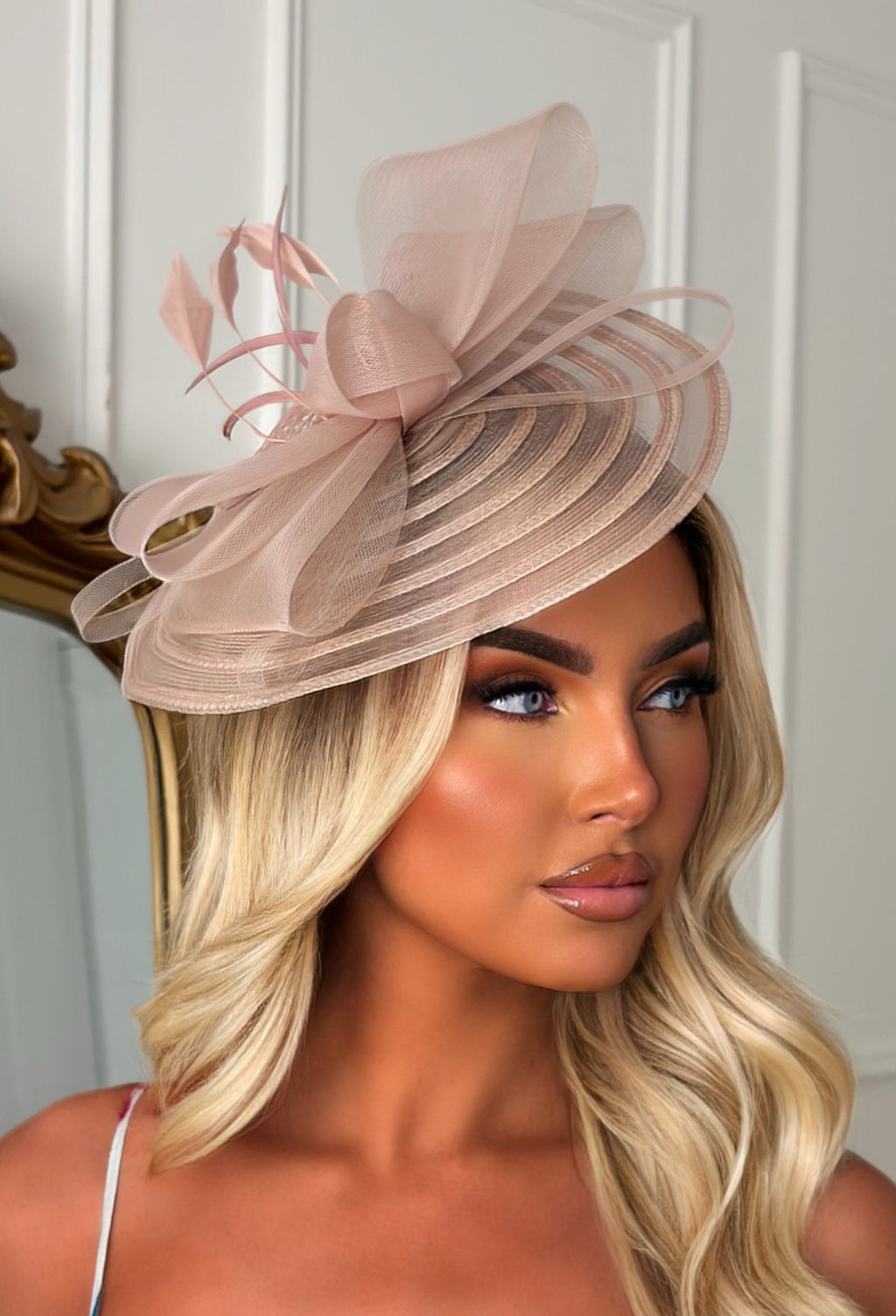 Celestial Chic Pink Mesh Fascinator