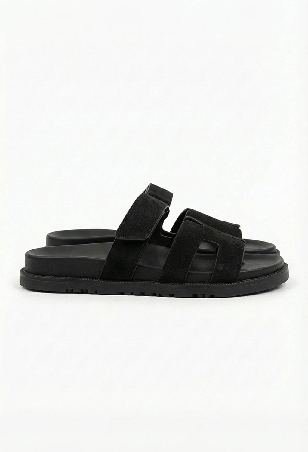 Chic In Summer Black Strap Faux Suede Sandals
