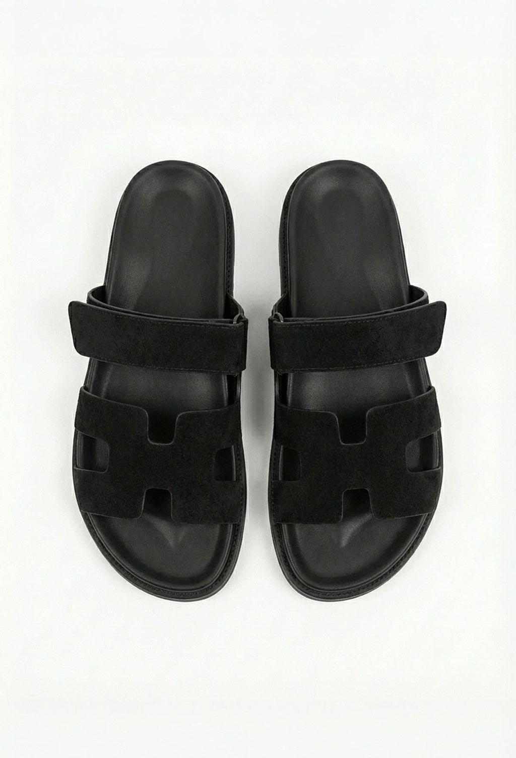 Chic In Summer Black Strap Faux Suede Sandals