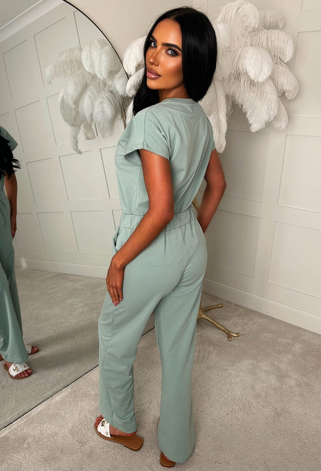 Chilled Icon Green Top & Straight Leg Jogger Loungewear Set