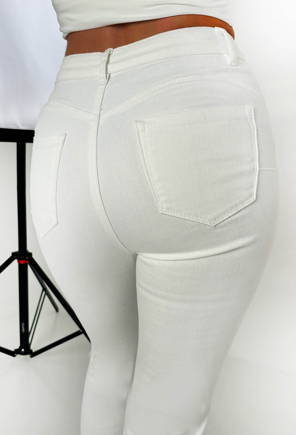 Christiane White Stretch Push Up Flared Jeans