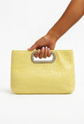 Citrine Yellow Woven Clutch Bag