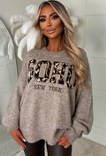 City Dreamer Beige Soho Applique Crew Neck Jumper