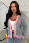City Of Angels Grey Slogan Back Cardigan