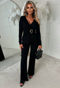 Classy Darling Black Crossover Ring Detail Trouser Co-Ord Set