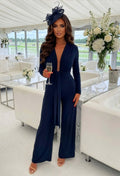 Cocktail Club Navy Stretch Sleeveless Plunge Jumpsuit