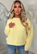 Cool & Cosy Yellow Fluffy Wide Neck Jumper