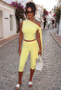 Cool Forever Lemon Tie Detail Top & Capri Trouser Co-Ord Set