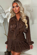 Couture Darling Chocolate Brown Blouse & Skirt Co-ord Set