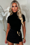Cozy Contour Black High Neck Stretch T-Shirt